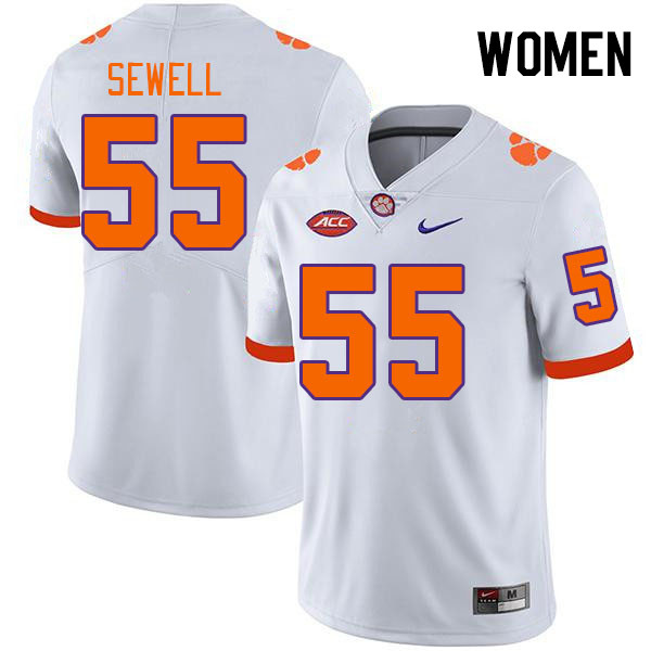 Women's Clemson Tigers Harris Sewell #55 College White NCAA Authentic Football Stitched Jersey 23LA30GI